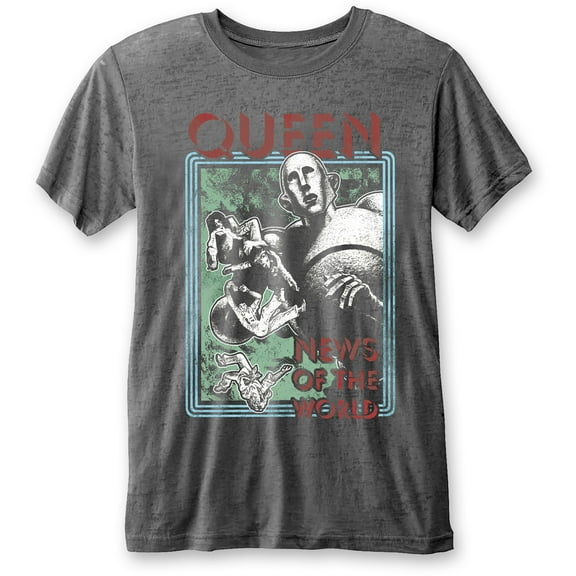 Men's Queen News of the World Burnout Tee Vintage T-shirt Small Charcoal