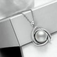 thumbnail image 2 of Elegant White Pearl Jewelry Anniversary 925 Silver Necklace Pendant Women, 2 of 6