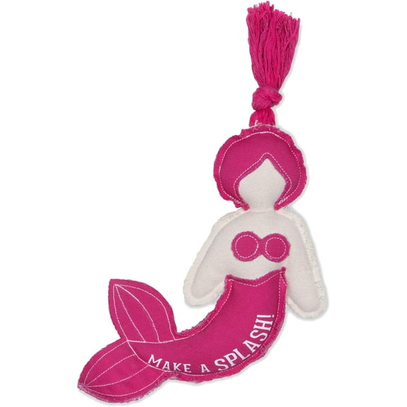 Pavilion Gift Company 11 Inch Large Canvas Tug of War Mermaid Shaped Dog Rope Toy-Sturdy & Durable Make A Splash, Pink