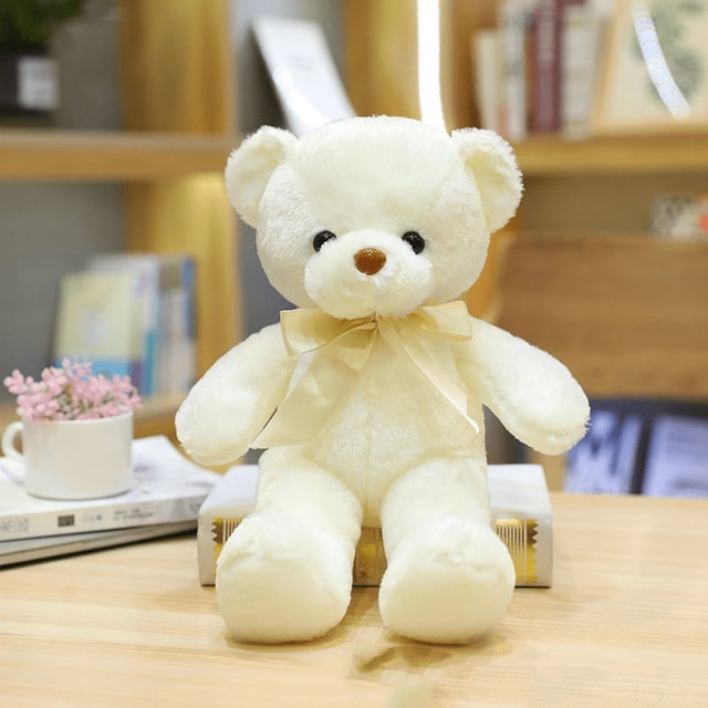 Oso de peluche de 30 cm, suave y adorable, para decoración de fiesta de cumpleaños (blanco)