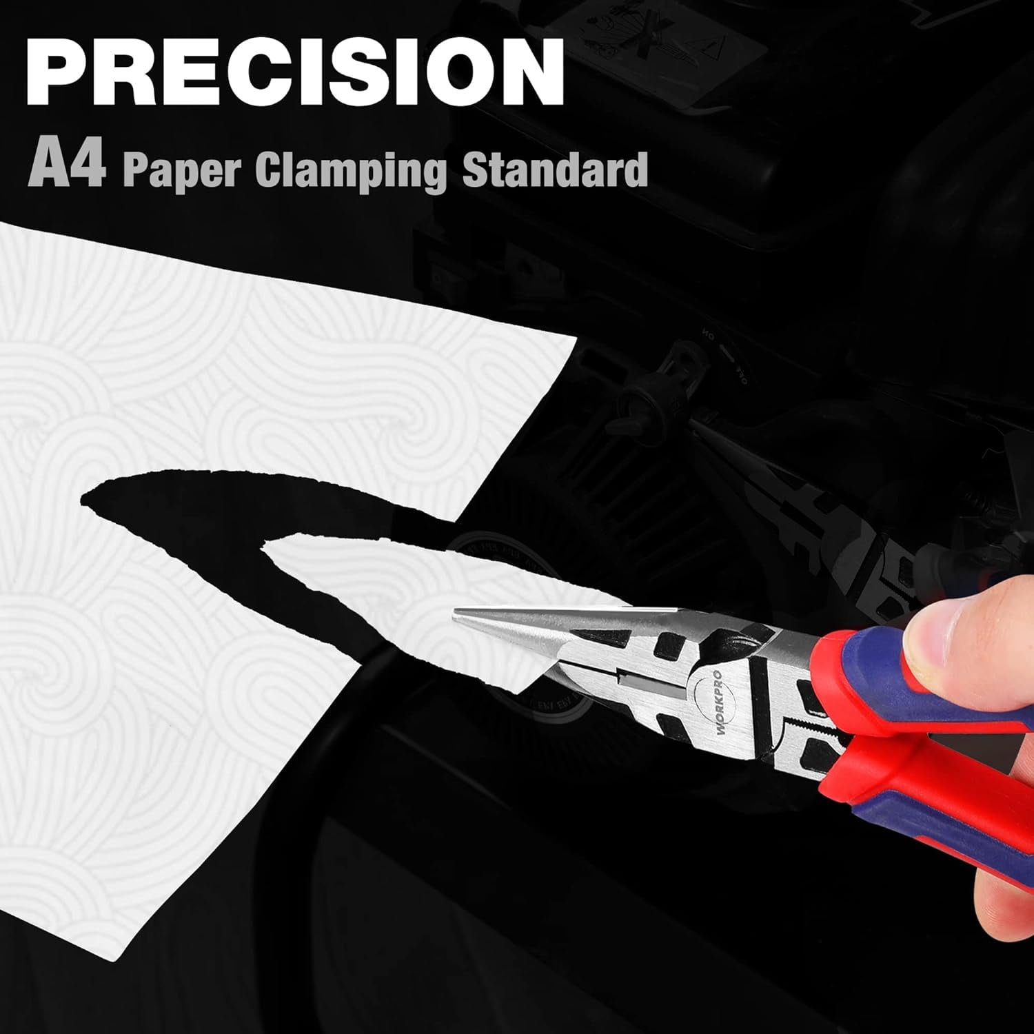 Premium 6” Needle Nose Pliers, Paper Clamp Precision, Heavy-Duty CRV Steel, Soft Grip with Wire Cutter, Long Nose Cutting Pliers