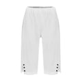 thumbnail image 5 of Linen Pants Women Striped Elastic Waist Wide Leg Linen Pants Boho Beach Palazzo Pant Vacation Cropped Pant Summer White 5XL, 5 of 9