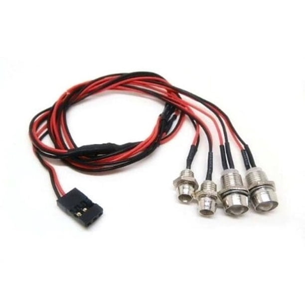 FELTECHELECTR Kit de luces LED para coche o camión RC, 2 luces blancas y 2 luces traseras LED superbrillantes de 4 LED