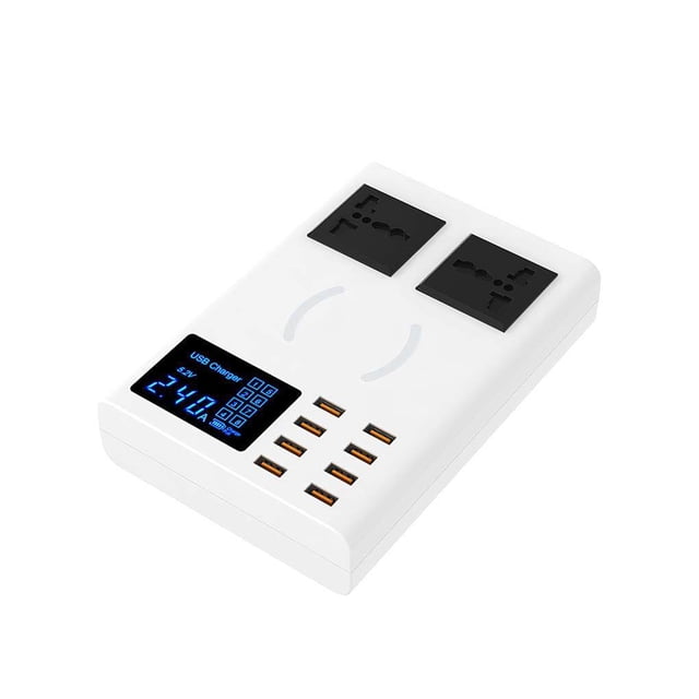 VONKY Multifunctional Intelligent Charging Socket 8 USB Output Ports Wireless USB Fast Charging Converter Screen Display USB Charging Adapter