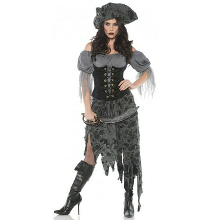 Lost At Sea Womens Adult Grey Ghost Pirate Halloween Costume