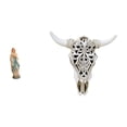 thumbnail image 1 of Escultura Decorativa De La Virgen María Y Cabeza De Toro Tribal, Figura De Resina Para Escritorio, Dormitorio Rústico O Como Adorno Para Colgar En La Pared., 1 of 8