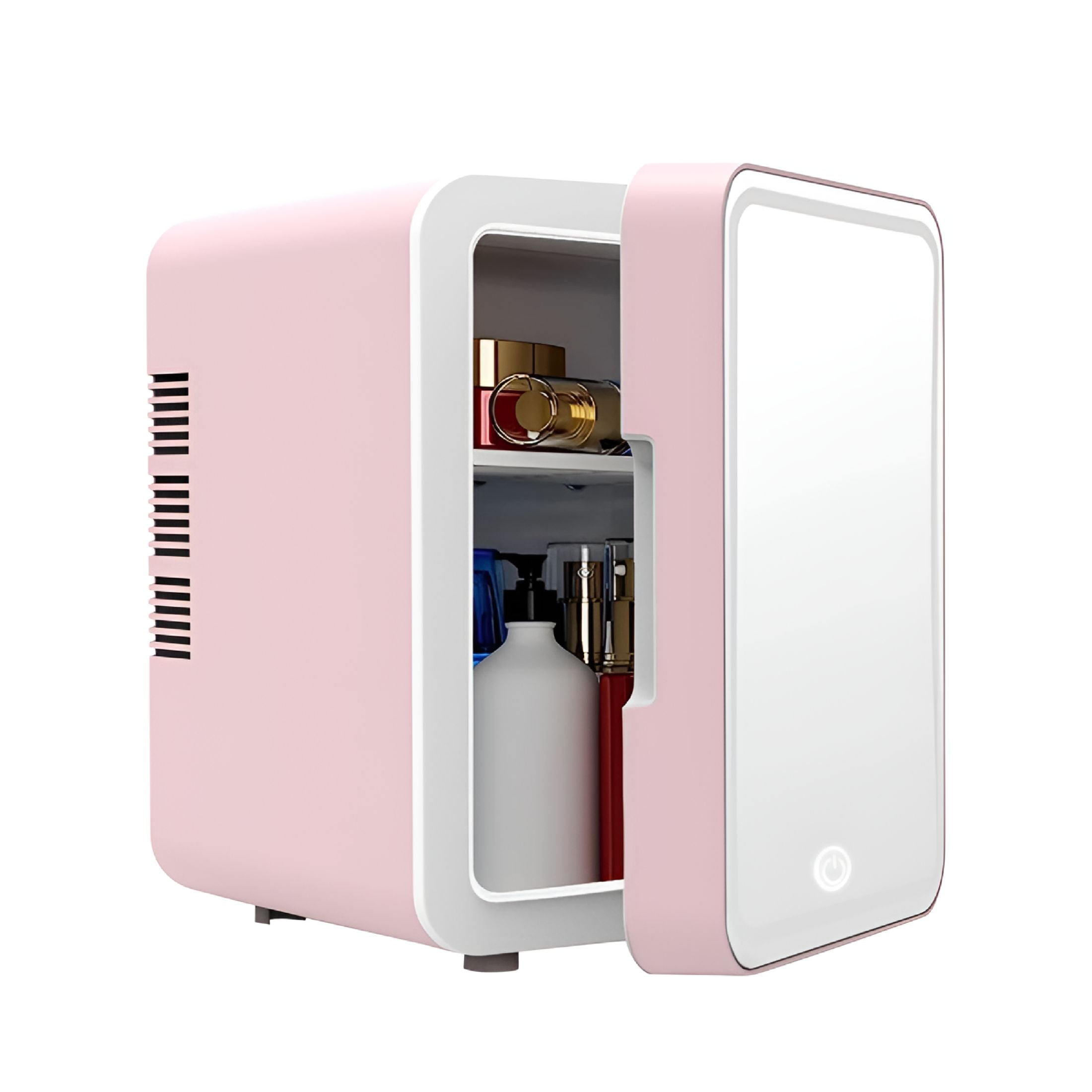 HIBIBUD Portable 4L Skincare Fridge,Three Adjustable Lighting,Mini Fridge Cooler and Warmer,Portable Fridge for Makeup,Skincare,Snacks,Bedroom Vanity (Pink)