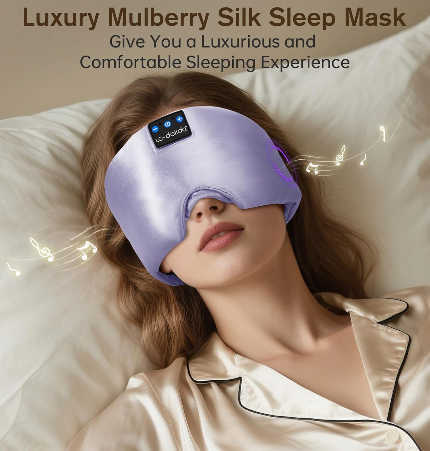 MUSICOZY 3D Sleep Mask with Bluetooth Headphones, Ice Silk Sleep Headphones with Bluetooth 5.4, Total Blackout Eye Mask for Sleeping, Sleep Soft Mask for Women Men, All Night Sleep, Travel Gift