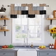thumbnail image 4 of 2 Panels Brown Grey Geometric Valance for Windows, Modern Black White Abstract Art Light Filtering Kitchen Curtains, Rod Pocket Window Treatment Curtain Valances for Living Room Bedroom, 42"x12", 4 of 9