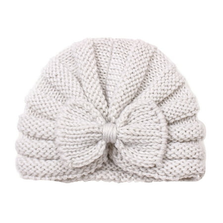 

Kids Caps Toddler Baby Boys Girls Knitted Cap Beaniess Solid Cotton Bowknot Elastics Turban Hat
