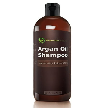 Argan Oil Daily Shampoo 16 oz, All Organic, Rejuvenates Heat Damaged Hair, Nourishes & Prevents Breakage, Sulfate Free, Vitamin Enriched Formula by Premium