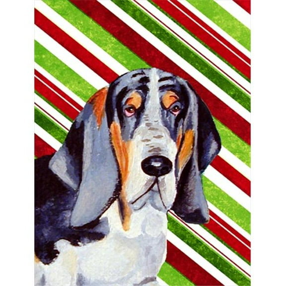 11 x 15 in. Basset Hound Candy Cane Holiday Christmas Garden Size Flag