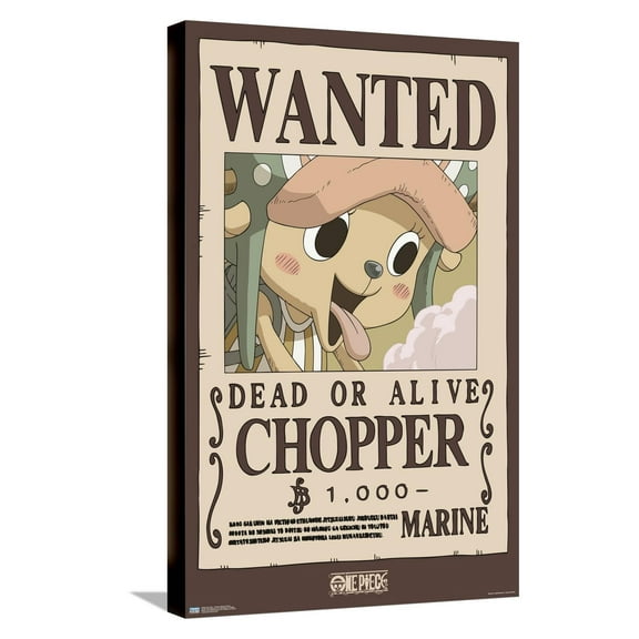 One Piece - Chopper Wanted Poster Canvas Wall Poster, 14.725" x 22.375"