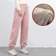 thumbnail image 1 of Pantalones de lana Sherpa cálidos de invierno para mujer, pantalones deportivos gruesos elásticos con forro de piel (rosa L), 1 of 2