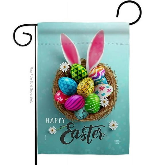 Ornament Collection G192373-BO Bunny Easter Eggs Springtime Double-Sided Decorative Garden Flag, Multi Color