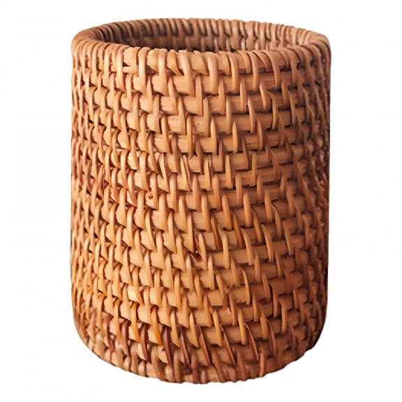 ACDANC Rattan Pencil Holder,Handmade Wicker Pen Cup Makeup Brushes Holder,Woven Vine Desk Organizer Pen Container Box for Office & Home Desktop,Kitchen Utensil Cutlery,Cylinder