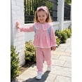 thumbnail image 5 of Loicainy Baby Toddler Girls Fall Clothes Set 3 6 12 18 24 Months 2T 3T Lace Trim Long Sleeve Doll Collar Tops and Elastic Waist Pants Headband Outfits, 5 of 9