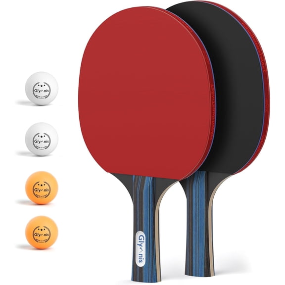 Ping Pong Paddles Set Table Tennis Rackets with Balls, Storage Case for Indoor Outdoor Table Tennis Paddle Game Accessories
