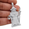 thumbnail image 2 of Real Genuine Diamond 10K White Gold Over Custom Piece Santo Nino De Atocha Pendant Holy Infant of Atocha Jesus Charm 2.15'', 2 of 4