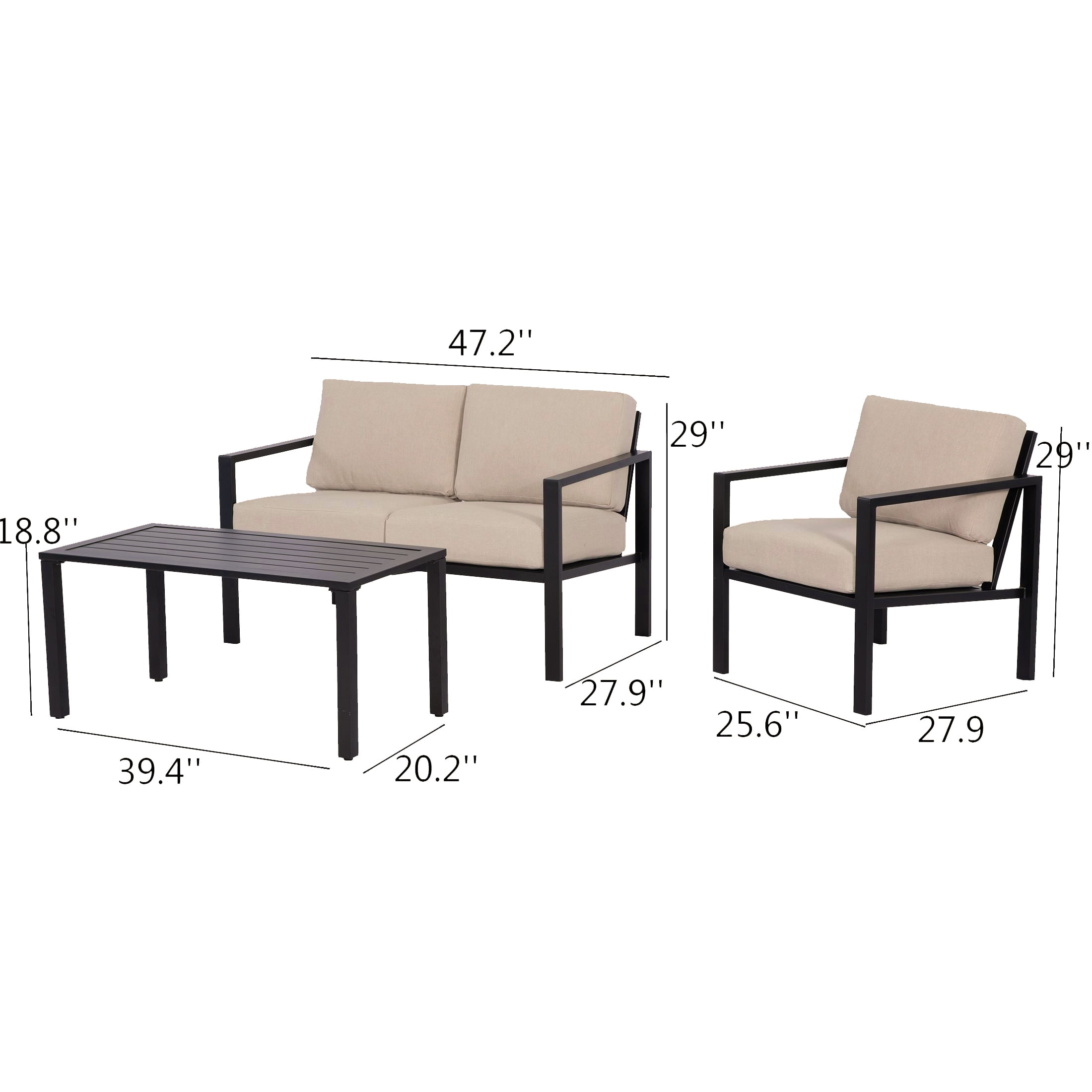 Mainstays Dashwood 4 Piece Outdoor Patio Conversation Set Seats 4 Beige Walmart