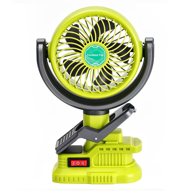 18V Clamp Fan for Ryobi Battery, Portable Cordless Clip Fan with 2 Speeds 270° Rotating Head, USB-A & USB-C Charging Ports, Camping Jobsite Outdoor Use (Tool Only, Battery Not Included)