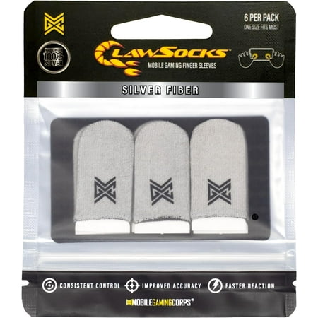 6 Pack Mobile Gaming Corps ClawSocks Phone Gaming Finger Sleeves – Silver White Thread