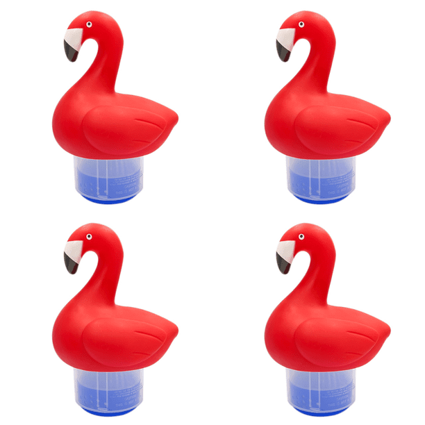 Flotador de pastillas de cloro solar con luz. Clorador de flamenco para piscina y jacuzzi.