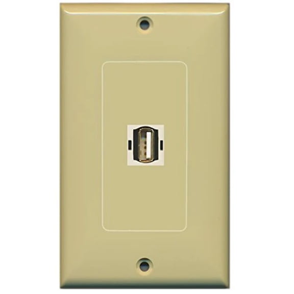 RiteAV USB A-A (Ivory) Wall Plate 1 Gang Decorative Ivory