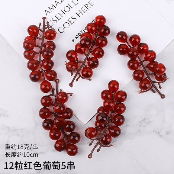 suxuMhao Artificial Grapes,10 Packs 4 IN Simulation Fruit,12-Grapes Bunch Fake Fruits,Faux Fruit for Home Decor,Artificial Fruits & Vegetables Decor Fruit for Holiday & Retail Display, Red