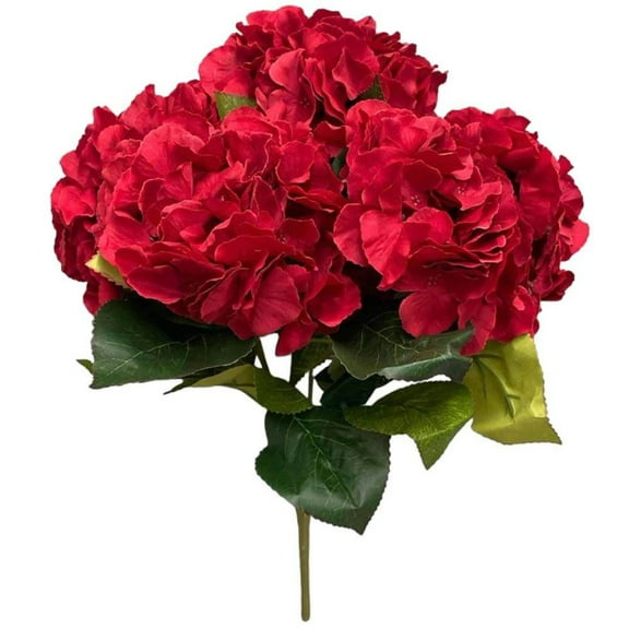 18 inch Party Brands Silk Pongee Hydrangea Bush - Red (1 Bouquet) - Party Supplies Decoration