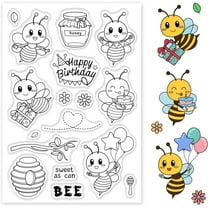 1sheet Bee and Honey Silicone Clear Stamp Birthday Cake and Transparent Silicone Stamp Gift