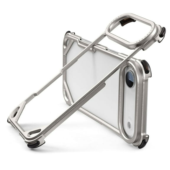 ELEHOLD For iPhone Air Metal Frame Bumper Case Cover,Aluminum Frame Slim Fit Compatible with Mag-Safe Accessories 4 Corner Shockproof Protection Cover,Titanium