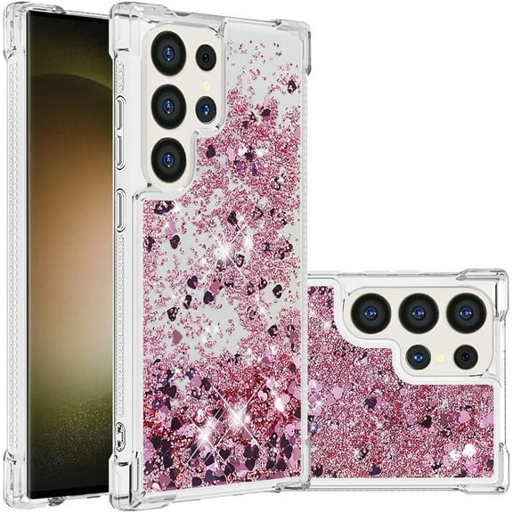 REQO Case for Samsung Galaxy S25 Ultra Case Glitter Sparkle Cute Clear Liquid Phone Case Flowing Quicksand Shockproof TPU Protective Girly Women Case for Samsung Galaxy S25 Ultra