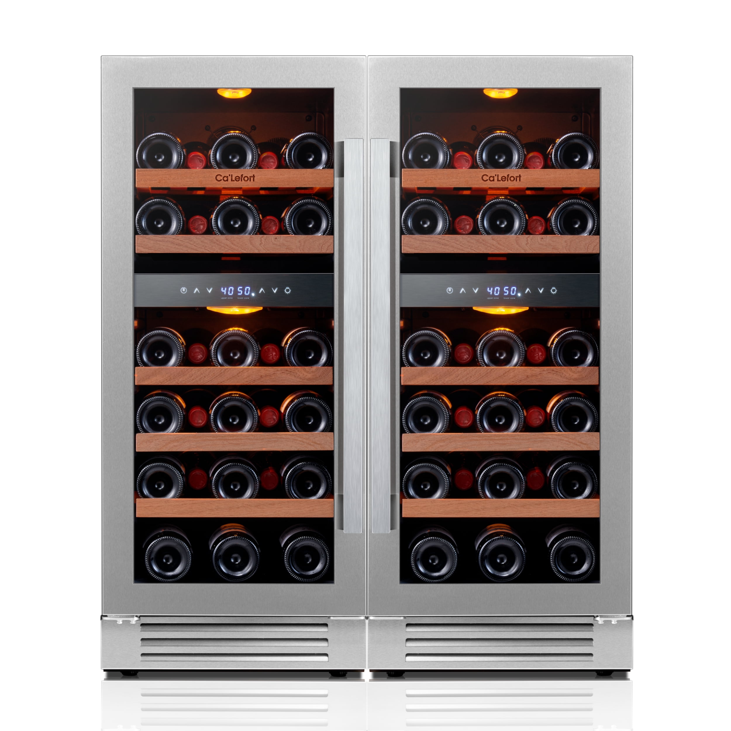 Ca'Lefort 30 inch Wine Fridge,56 Bottle Dual Zone Wine Cooler Refrigerator,Freestanding & Built-in with Stainless Steel frame for Kitchen Office