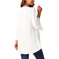 thumbnail image 3 of INSPIRE CHIC Women's High Low Tops Dressy Casual 3/4 Bell Sleeve V Neck Asymmetrical Hem Shirt Chiffon Blouse L White, 3 of 6