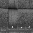 thumbnail image 3 of Home Weavers  Elegance Essentials 550GSM Cotton Zero Twist Super Absorbent Wash Cloth Set of 12 13"x13" - Dark Grey, 3 of 5