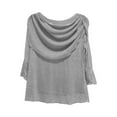 thumbnail image 6 of ClodeEU Women's Ruched Collar Tunic Blouse ,3/4 Sleeve Cowl Neck Sparkly Shirts ,Casual Fashions Tops Silver,Womens Plus L, 6 of 6