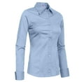 thumbnail image 2 of J. METHOD Women's Button Down Shirt Long Sleeve Roll Up Stretch Collar Office Work Formal Casual Basic Blouse Top NEWT04 Blue 3X, 2 of 6