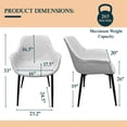 thumbnail image 6 of LeisureMod Markley Modern Leather Dining Arm Chair Kitchen Chairs with Metal Legs Set of 4 in Light Grey, 6 of 11