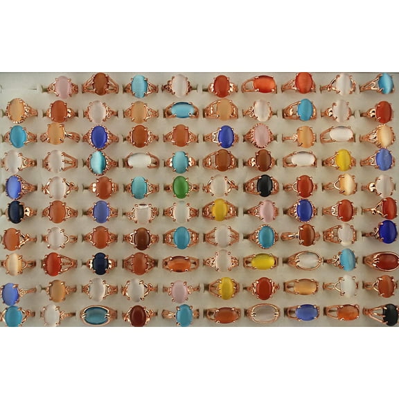 EOEMY Bulk Lots 32Pcs Classic Mixed Style Women Cat'S-Eye Stone Ring Wholesale Rings