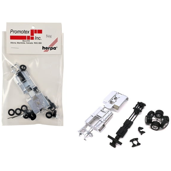 Chrome Chassis Kit for Kenworth or Peterbilt Cab 1/87 (HO) Plastic Model by Promotex