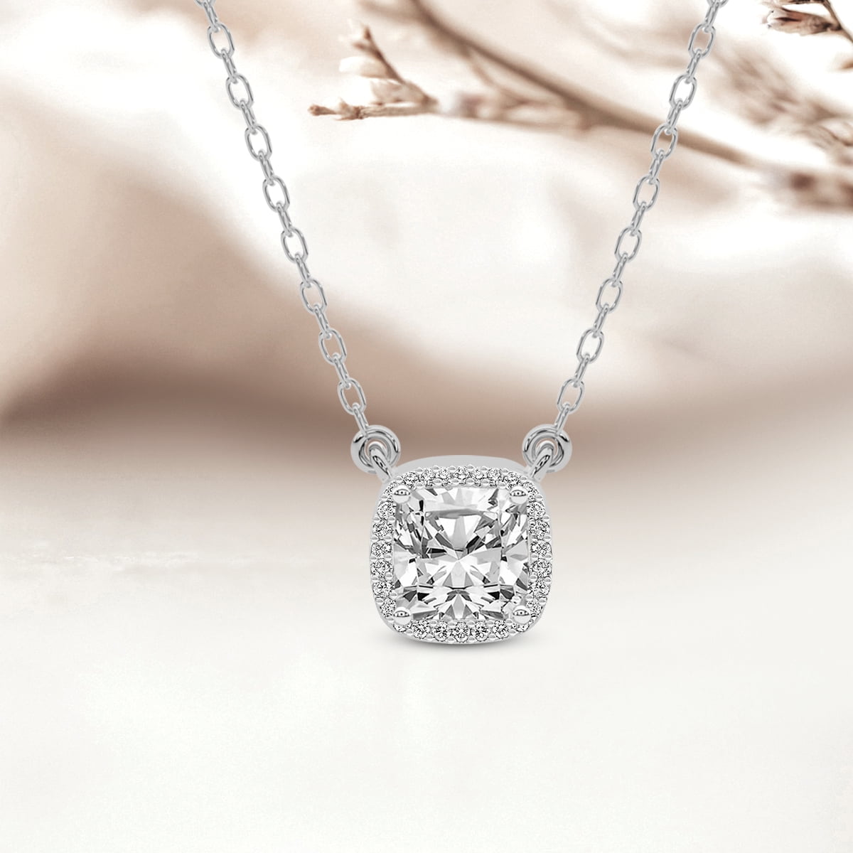 Cushion-Cut Diamond Pendant Necklace