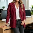 thumbnail image 4 of Chiccall Women’s Sweatshirt Blazer Jacket, Long Sleeve Lapel Shoulder Pads Lined Office Casual Sport Coat with Pockets, Loose Fit Work Outerwear for Daily Business, 4 of 9