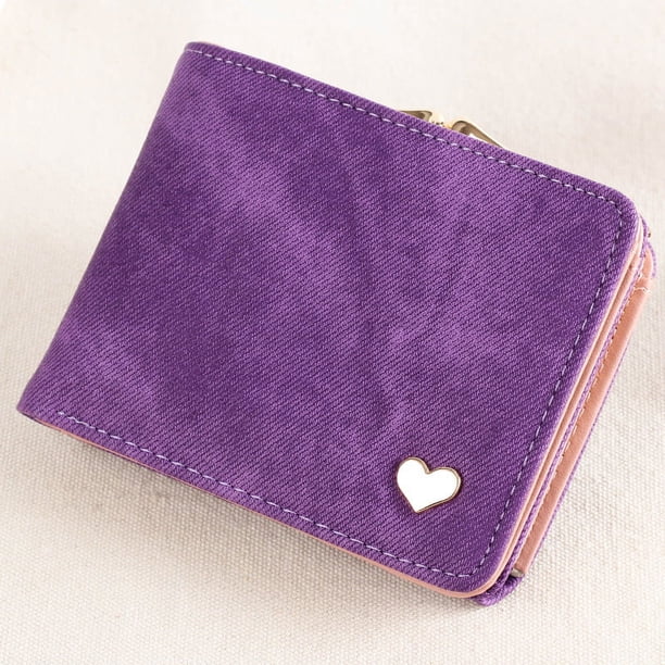 Cartera corta de mujer, cartera de piel sintética de mezclilla multicolor, cartera plegable pequeña con personalidad fresca