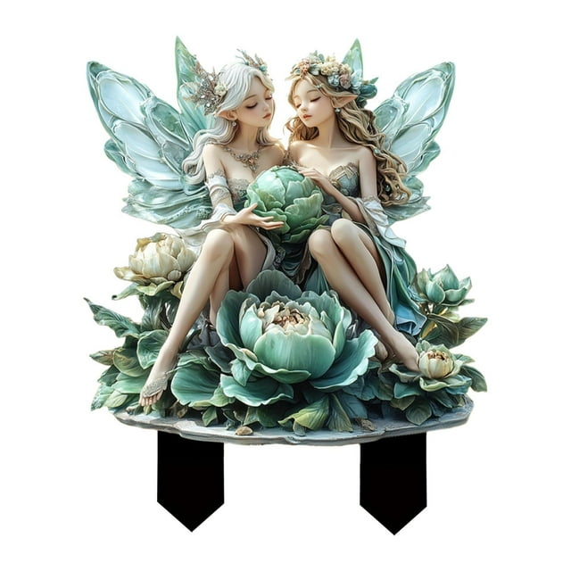 Decoración de La Flor de Del Jardín de Hadas Práctico, Acrílico 2d Adorno Plano, Letrero de Patio para El Balcón Exterior Del Césped Del Cés