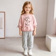 thumbnail image 2 of Kogui Girl Athletic Clothes Toddler Girl's Graphic Crew Neck Sweatshirt Pullover Tops and Sweatpants Fall Outfits for Toddler Girls 5T 6T (Pink,5-6 Years), 2 of 8