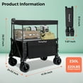 thumbnail image 2 of Sunnyfeel 230L / 220 lb Capacity Garden Wagon with 3-in-1 Design, Foldable Canopy, 7'' All-Terrain PVC Wheel, and Rear Hanging Shelf, 2 of 7