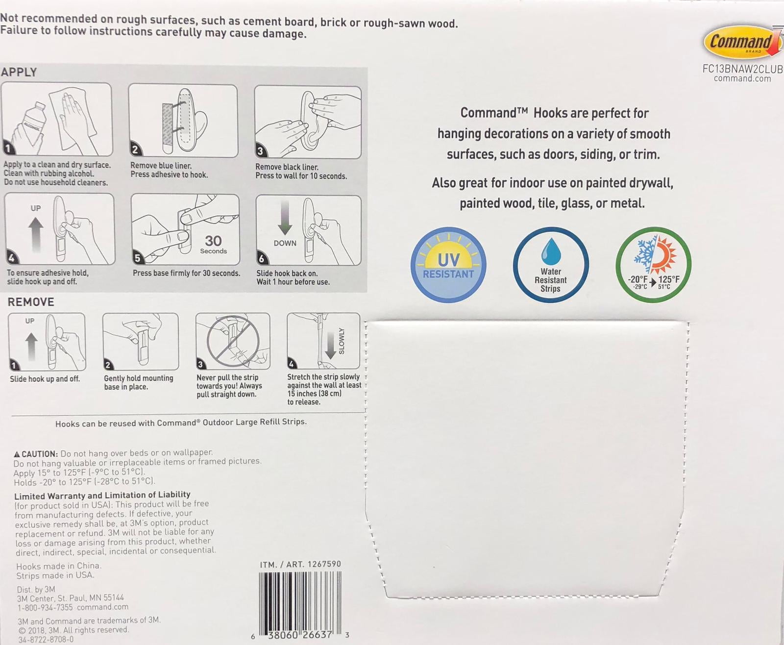 Command Damage Free Hanging Traditional Large Plastic Hooks, Brushed Nickel, 2-Hook 4 Strips