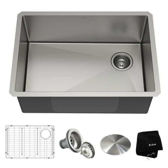 KRAUS Standart Pro 27" Undermount Single Bowl 16 Gauge Stainless Steel Kitchen Sink