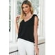 thumbnail image 4 of ABPHQTO Camiseta sin mangas negra con cuello en V y lazo en el hombro para mujer, 4 of 5